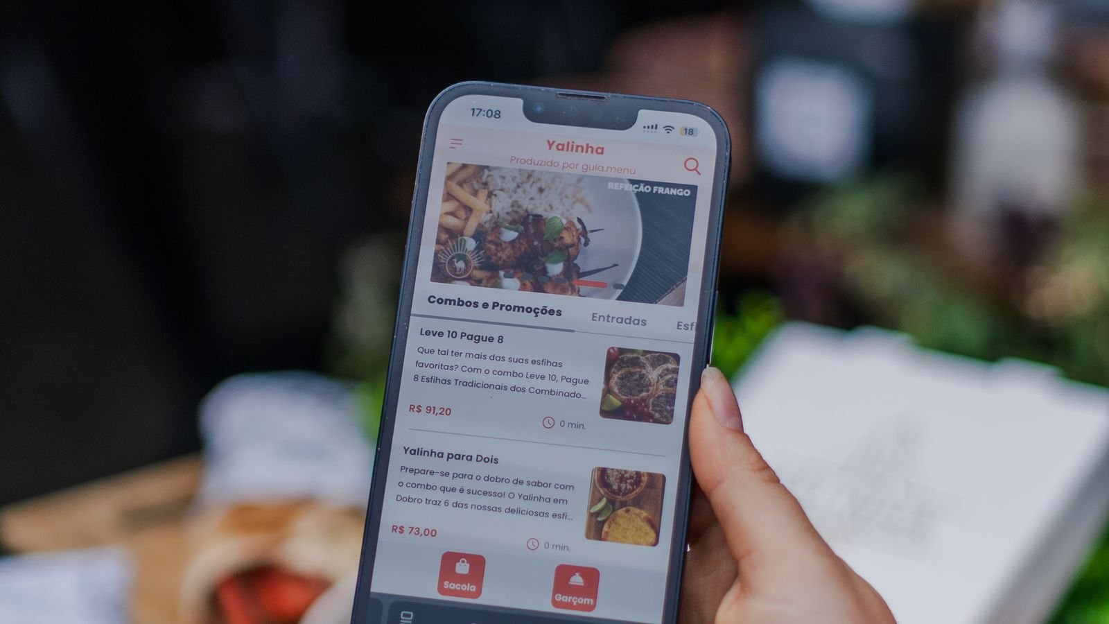Customer browsing a restaurant menu and ordering on a smartphone