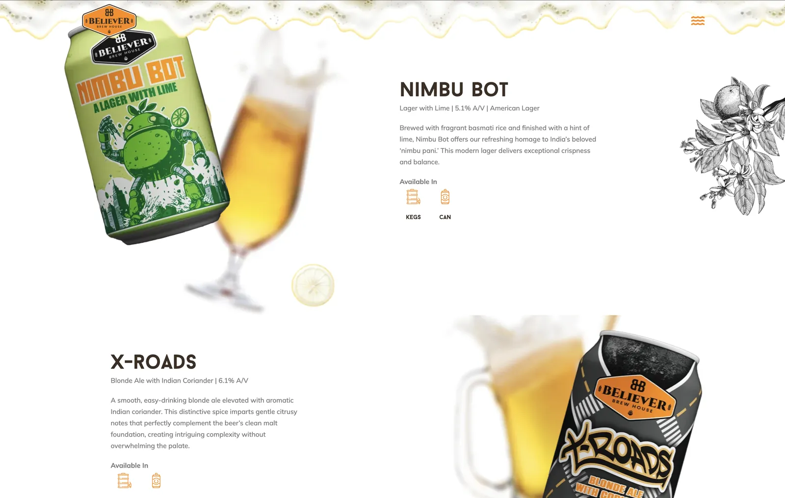 Believer Brew House website homepage