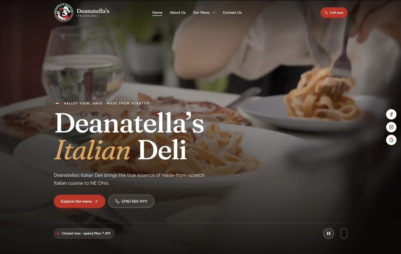 Deanatella’s Italian Deli website homepage