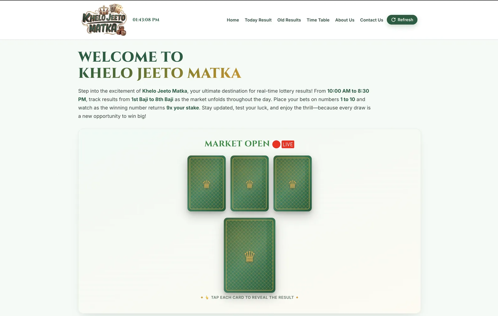 Khelo Jeeto Matka website homepage