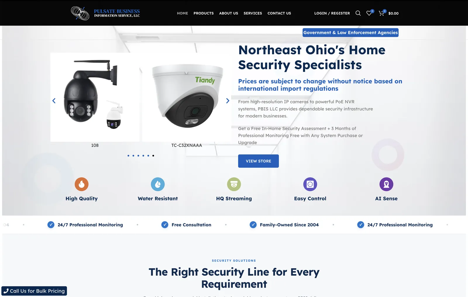 PBIS LLC Store website homepage