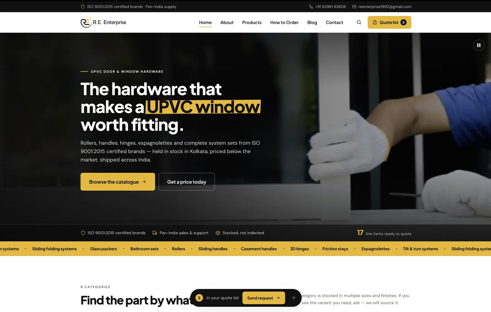 R.E. Enterprise website homepage